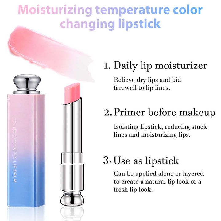 Peach Strawberry Orange Color Changing Change Lipstick Lip Balm Set for Women Korean Magic Lipstick Color Change Changing Lip Tint Tinted Stain Balm Long Lasting Waterproof Crystal Lipstick