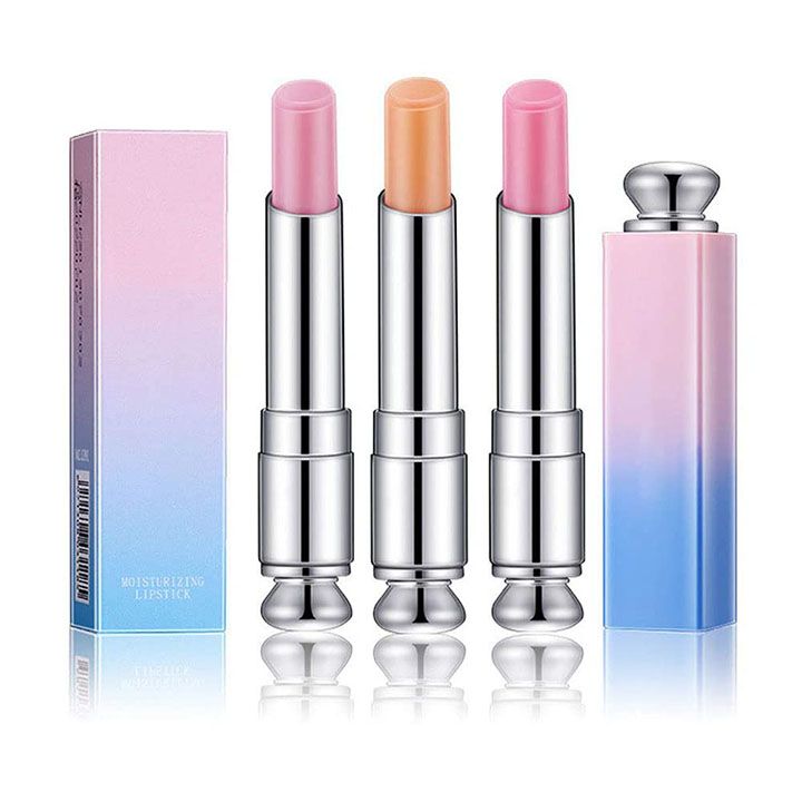 Peach Strawberry Orange Color Changing Change Lipstick Lip Balm Set for Women Korean Magic Lipstick Color Change Changing Lip Tint Tinted Stain Balm Long Lasting Waterproof Crystal Lipstick