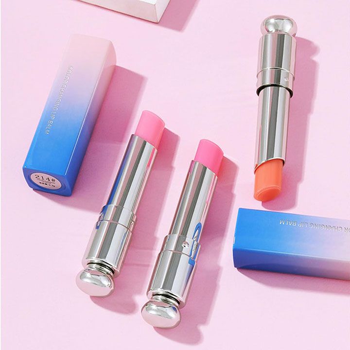 Peach Strawberry Orange Color Changing Change Lipstick Lip Balm Set for Women Korean Magic Lipstick Color Change Changing Lip Tint Tinted Stain Balm Long Lasting Waterproof Crystal Lipstick
