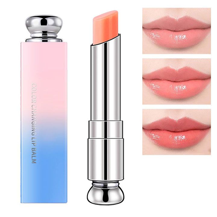 Peach Strawberry Orange Color Changing Change Lipstick Lip Balm Set for Women Korean Magic Lipstick Color Change Changing Lip Tint Tinted Stain Balm Long Lasting Waterproof Crystal Lipstick