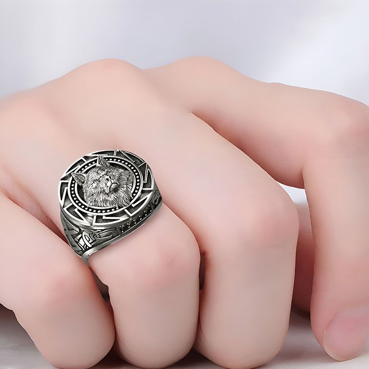 Mens Ring Wolf Hand Pattern Punk Men Ring Mens Party Viking Jewelry Ring Father's Day Gift