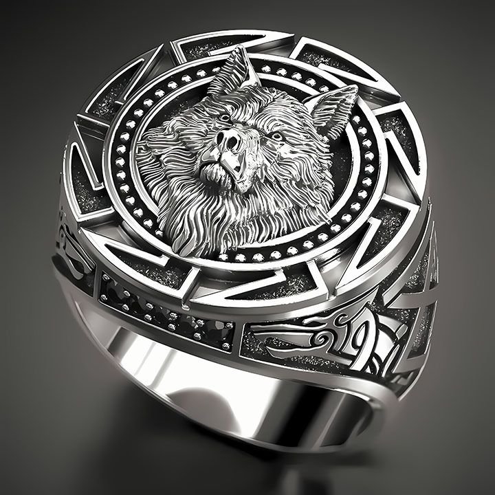 Mens Ring Wolf Hand Pattern Punk Men Ring Mens Party Viking Jewelry Ring Father's Day Gift
