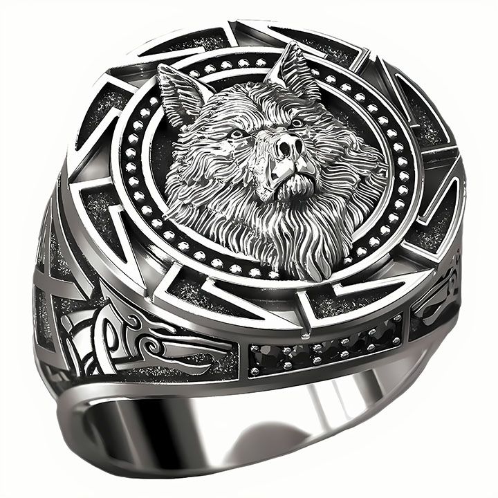 Mens Ring Wolf Hand Pattern Punk Men Ring Mens Party Viking Jewelry Ring Father's Day Gift