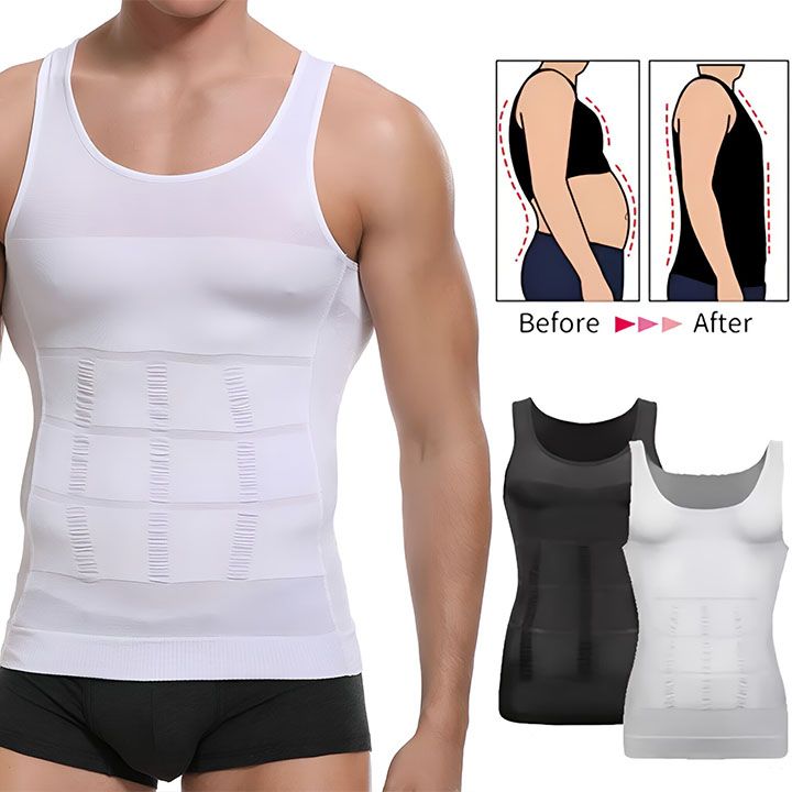 Men's Compression Body Shaper Tank Top, Slimming Vest T-shirt Mens Slimming Body Shaper Vest Shirt Abs Abdomen Slim Gym Workout Tummy Control Compression Tank Top Sleeveless Shapewear