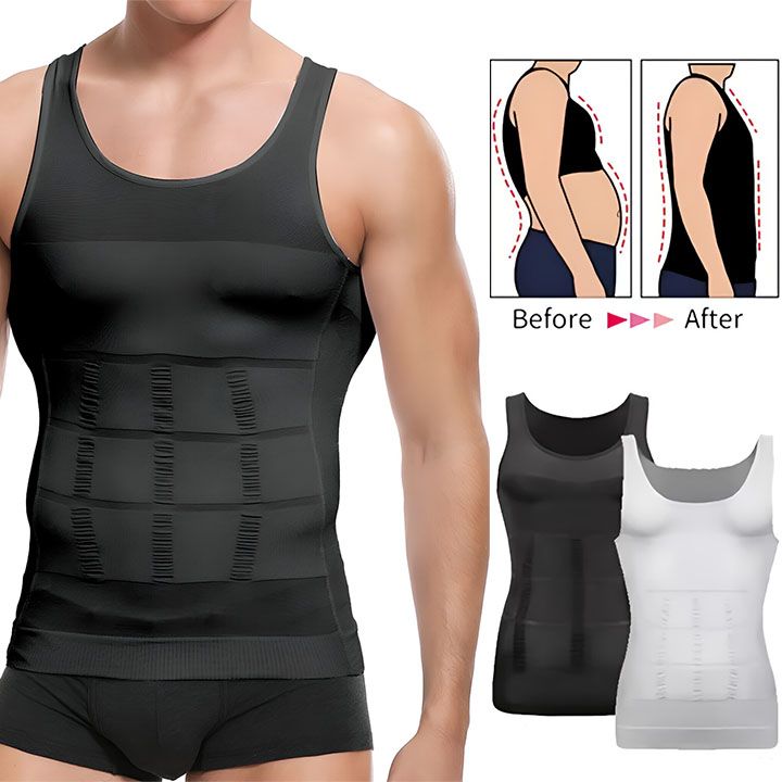 Men's Compression Body Shaper Tank Top, Slimming Vest T-shirt Mens Slimming Body Shaper Vest Shirt Abs Abdomen Slim Gym Workout Tummy Control Compression Tank Top Sleeveless Shapewear