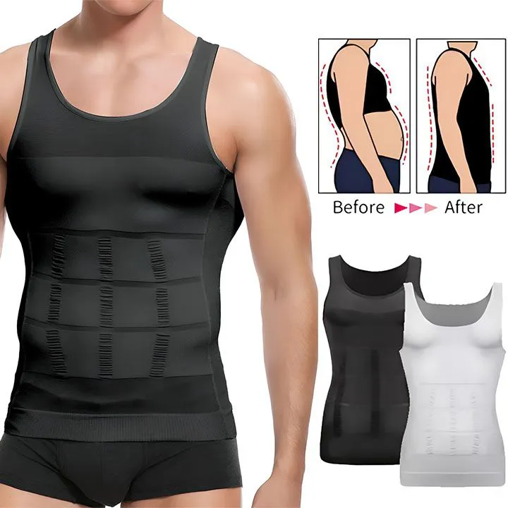 Men's Compression Body Shaper Tank Top, Slimming Vest T-shirt Mens Slimming Body Shaper Vest Shirt Abs Abdomen Slim Gym Workout Tummy Control Compression Tank Top Sleeveless Shapewear