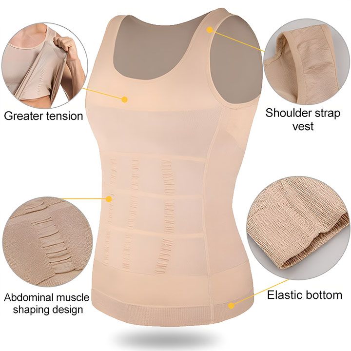Men's Compression Body Shaper Tank Top, Slimming Vest T-shirt Mens Slimming Body Shaper Vest Shirt Abs Abdomen Slim Gym Workout Tummy Control Compression Tank Top Sleeveless Shapewear