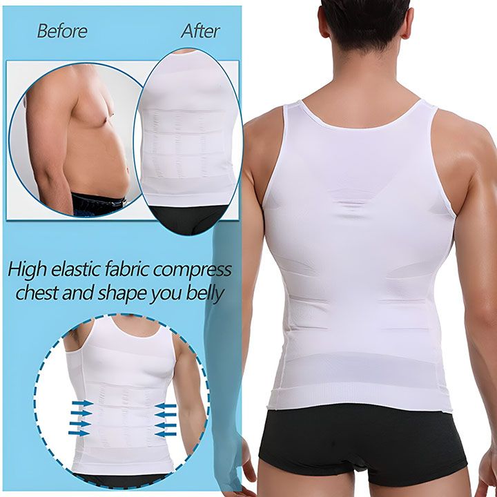 Men's Compression Body Shaper Tank Top, Slimming Vest T-shirt Mens Slimming Body Shaper Vest Shirt Abs Abdomen Slim Gym Workout Tummy Control Compression Tank Top Sleeveless Shapewear