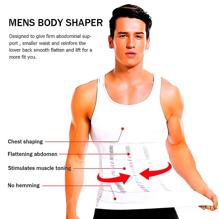 Men's Compression Body Shaper Tank Top, Slimming Vest T-shirt Mens Slimming Body Shaper Vest Shirt Abs Abdomen Slim Gym Workout Tummy Control Compression Tank Top Sleeveless Shapewear