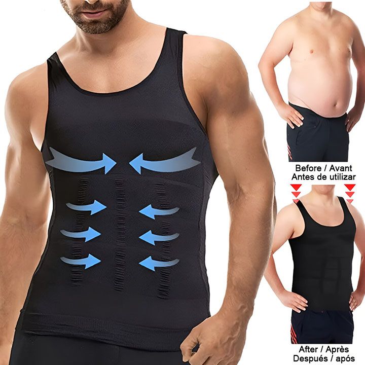 Men's Compression Body Shaper Tank Top, Slimming Vest T-shirt Mens Slimming Body Shaper Vest Shirt Abs Abdomen Slim Gym Workout Tummy Control Compression Tank Top Sleeveless Shapewear