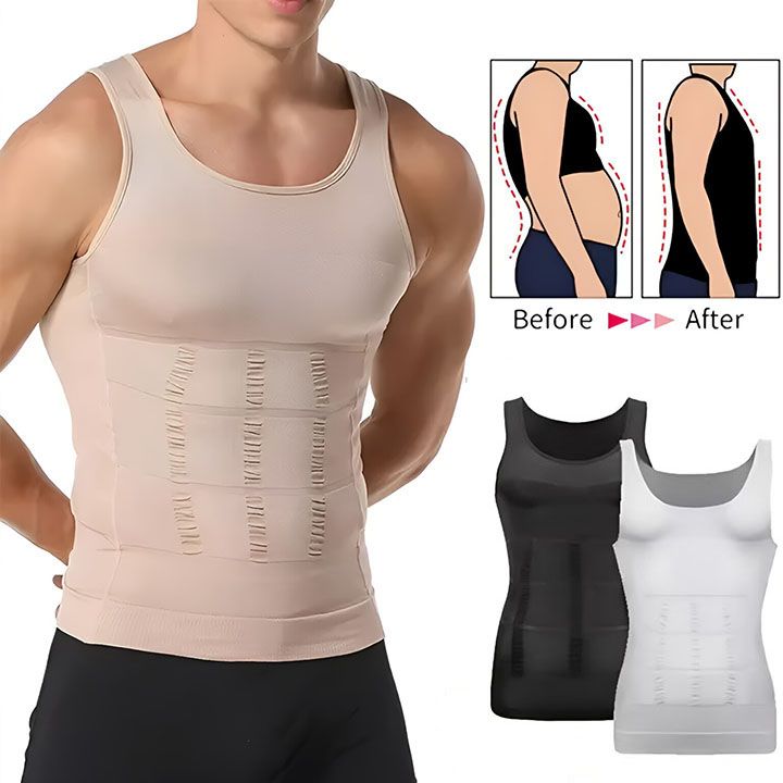Men's Compression Body Shaper Tank Top, Slimming Vest T-shirt Mens Slimming Body Shaper Vest Shirt Abs Abdomen Slim Gym Workout Tummy Control Compression Tank Top Sleeveless Shapewear
