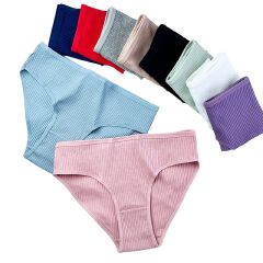 Clothes 7Pcs Underwear Panties Striped Briefs for Women Low-Rise Women Anti-bacterial Breathable Cotton Comfortable Female Soft Underwear Solid Colors Ladies Underpants for Daily Wear and Sports
