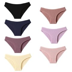 Clothes 7Pcs Underwear Panties Striped Briefs for Women Low-Rise Women Anti-bacterial Breathable Cotton Comfortable Female Soft Underwear Solid Colors Ladies Underpants for Daily Wear and Sports