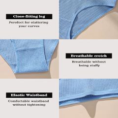 Clothes 7Pcs Underwear Panties Striped Briefs for Women Low-Rise Women Anti-bacterial Breathable Cotton Comfortable Female Soft Underwear Solid Colors Ladies Underpants for Daily Wear and Sports