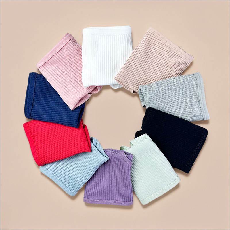 7Pcs Underwear Panties Striped Briefs for Women Low-Rise Women Anti-bacterial Breathable Cotton Comfortable Female Soft Underwear Solid Colors Ladies Underpants for Daily Wear and Sports