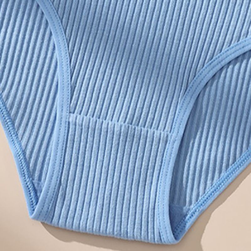 7Pcs Underwear Panties Striped Briefs for Women Low-Rise Women Anti-bacterial Breathable Cotton Comfortable Female Soft Underwear Solid Colors Ladies Underpants for Daily Wear and Sports