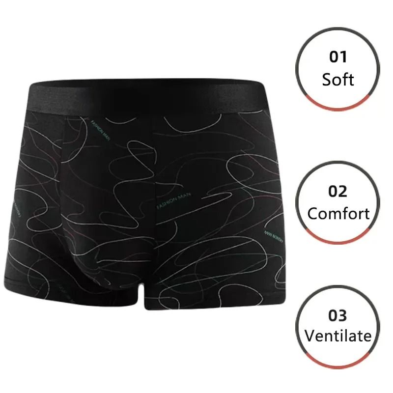4 Pack MEN'S Underwear FASHION Boxer Underwear Antibacterial Breathable Clothing Comfortable Mid-waist Panties Soft Boxer Briefs MEN'S Clothes Shorts Underwear Briefs Student Boy Air force Sports