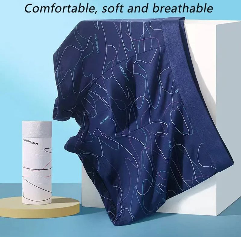 4 Pack MEN'S Underwear FASHION Boxer Underwear Antibacterial Breathable Clothing Comfortable Mid-waist Panties Soft Boxer Briefs MEN'S Clothes Shorts Underwear Briefs Student Boy Air force Sports