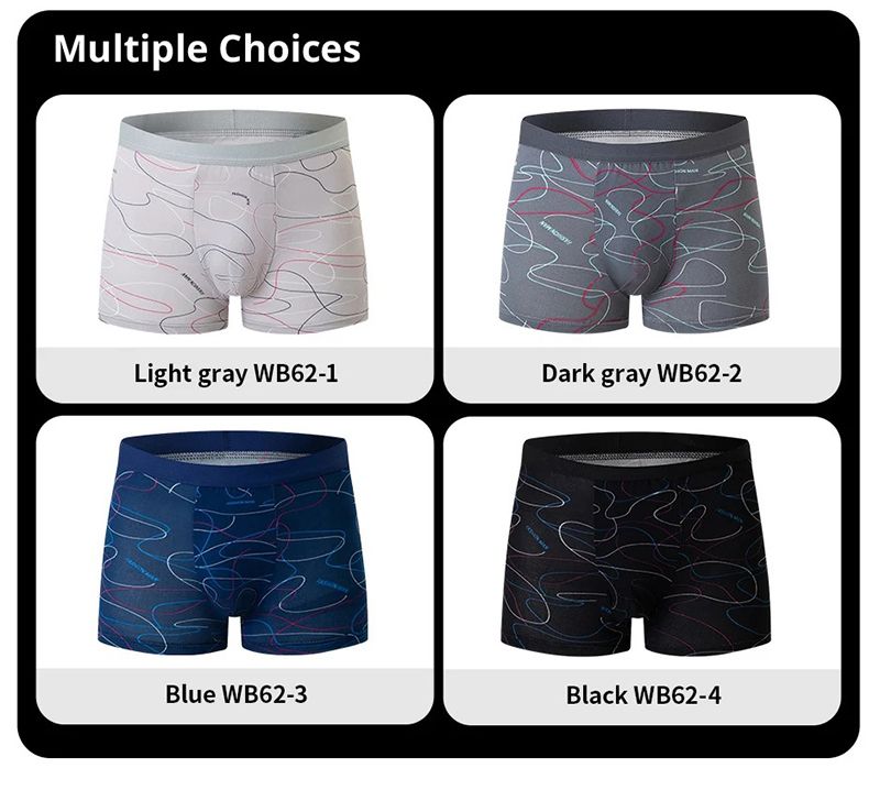 4 Pack MEN'S Underwear FASHION Boxer Underwear Antibacterial Breathable Clothing Comfortable Mid-waist Panties Soft Boxer Briefs MEN'S Clothes Shorts Underwear Briefs Student Boy Air force Sports