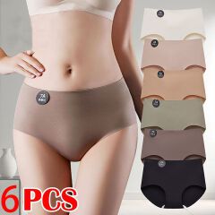 Clothes 6 Pcs Women Panties Slip Silk Seamless Briefs Ladies Cotton Crotch Lingerie Comfy Invisible Briefs Girls Quick Drying Underwear Women Underwear Soft Thin Light Panty Culotte Femme Underpants
