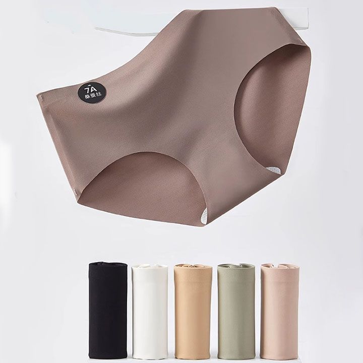 6PCS/Set Women Panties Slip Silk Seamless Briefs Ladies Cotton Crotch Lingerie Comfy Invisible Briefs Girls Quick Drying Underwear Women Underwear Soft Thin Light Panty Culotte Femme Underpants