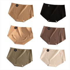 Clothes 6 Pcs Women Panties Slip Silk Seamless Briefs Ladies Cotton Crotch Lingerie Comfy Invisible Briefs Girls Quick Drying Underwear Women Underwear Soft Thin Light Panty Culotte Femme Underpants