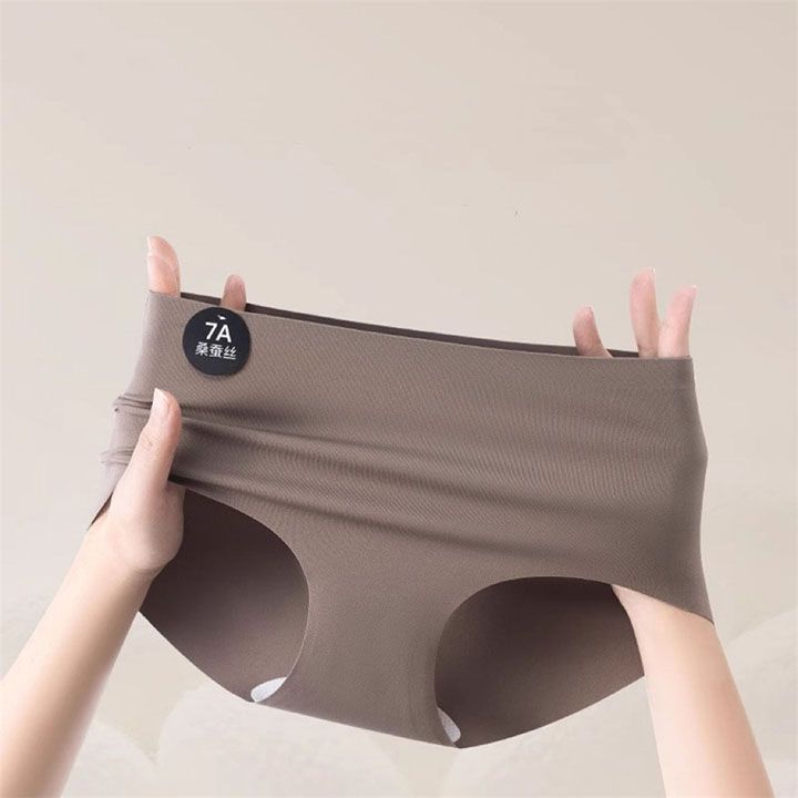 6PCS/Set Women Panties Slip Silk Seamless Briefs Ladies Cotton Crotch Lingerie Comfy Invisible Briefs Girls Quick Drying Underwear Women Underwear Soft Thin Light Panty Culotte Femme Underpants