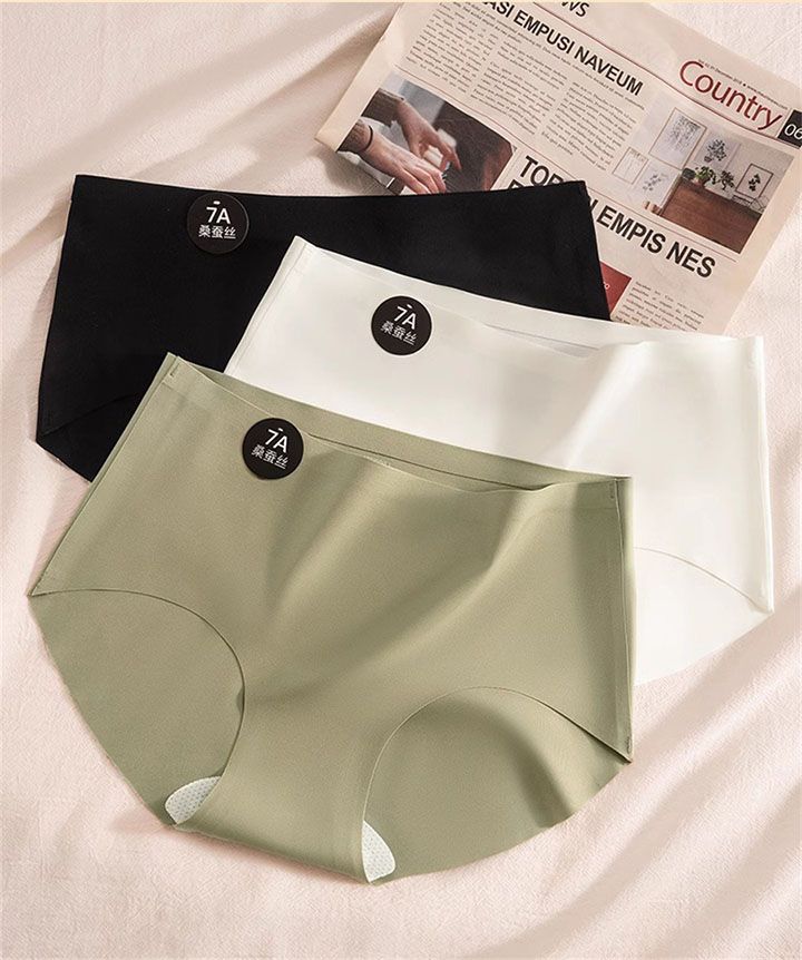 6PCS/Set Women Panties Slip Silk Seamless Briefs Ladies Cotton Crotch Lingerie Comfy Invisible Briefs Girls Quick Drying Underwear Women Underwear Soft Thin Light Panty Culotte Femme Underpants