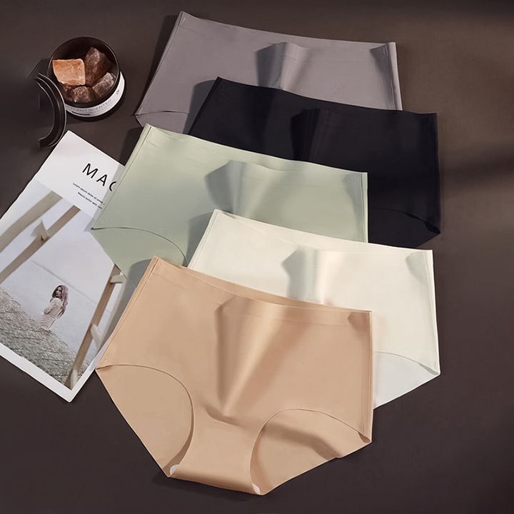 6PCS/Set Women Panties Slip Silk Seamless Briefs Ladies Cotton Crotch Lingerie Comfy Invisible Briefs Girls Quick Drying Underwear Women Underwear Soft Thin Light Panty Culotte Femme Underpants