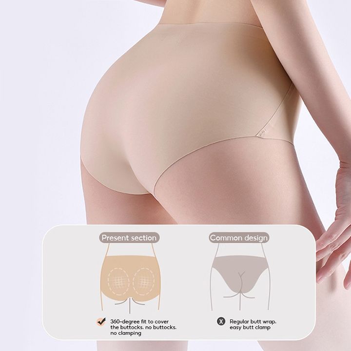 6PCS/Set Women Panties Slip Silk Seamless Briefs Ladies Cotton Crotch Lingerie Comfy Invisible Briefs Girls Quick Drying Underwear Women Underwear Soft Thin Light Panty Culotte Femme Underpants