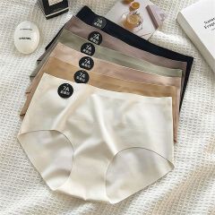 Clothes 6 Pcs Women Panties Slip Silk Seamless Briefs Ladies Cotton Crotch Lingerie Comfy Invisible Briefs Girls Quick Drying Underwear Women Underwear Soft Thin Light Panty Culotte Femme Underpants