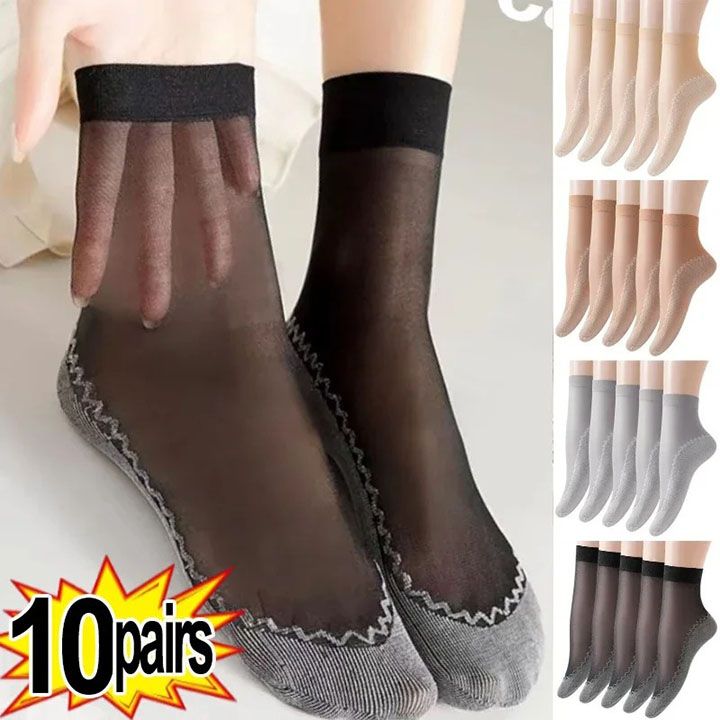 10 Pairs Women's Socks Soft Cotton Socks Women's Clothing Summer Ultrathin Breathable Sock Casual Lightweight Female Transparent Boat Socks
