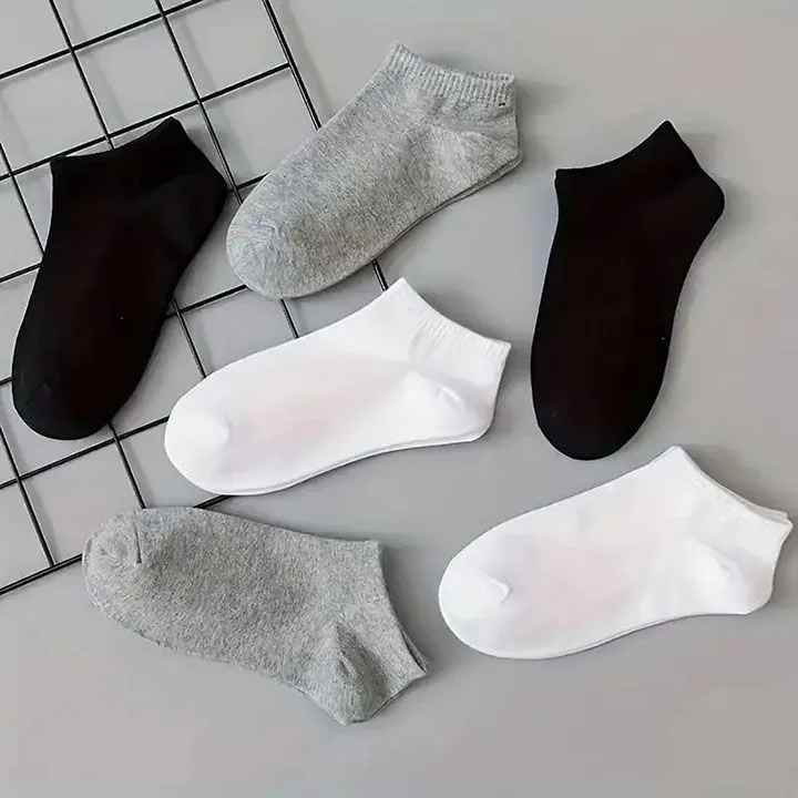 15 pairs/men's socks spring and summer thin breathable soft polyester cotton socks black casual business socks boat socks