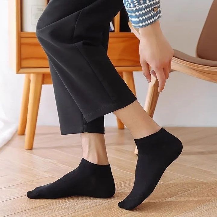 15 pairs/men's socks spring and summer thin breathable soft polyester cotton socks black casual business socks boat socks
