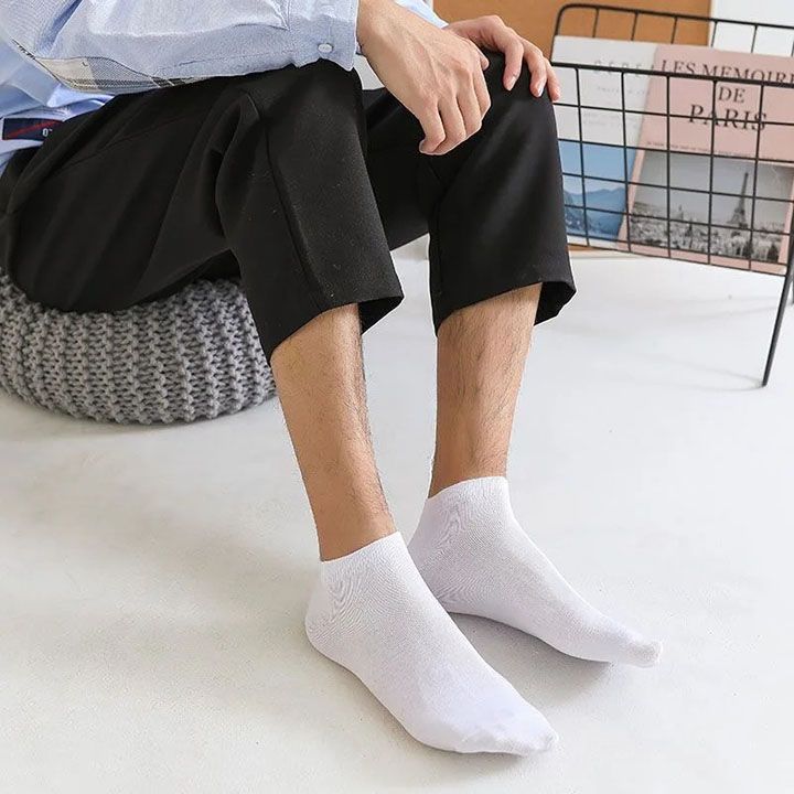 15 pairs/men's socks spring and summer thin breathable soft polyester cotton socks black casual business socks boat socks