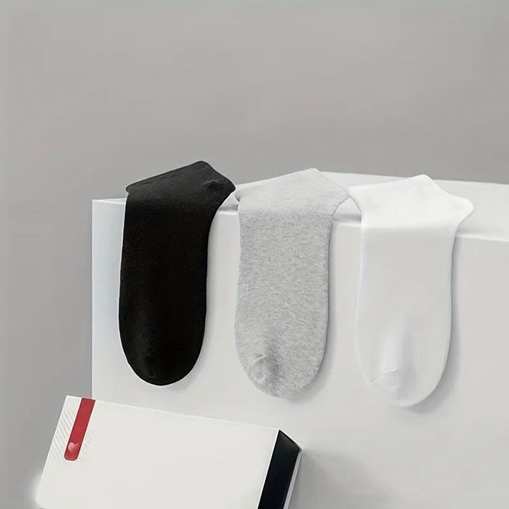 15 pairs/men's socks spring and summer thin breathable soft polyester cotton socks black casual business socks boat socks