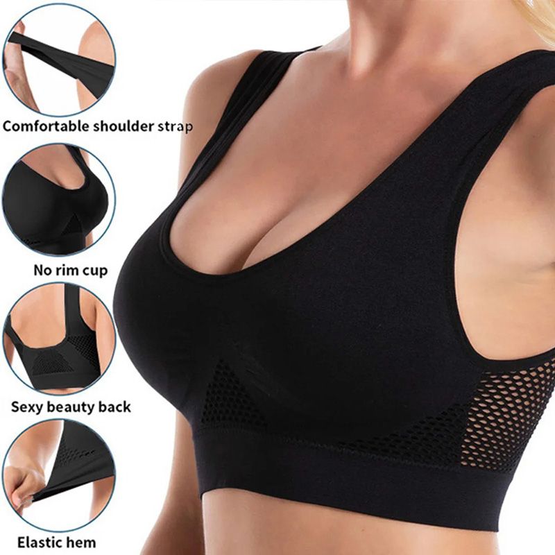 Women'S Clothing Lingerie Bras Seamless Mesh Women Sports Bras Fitness Gym Running Underwear Shockproof Bra Wireless Plus Size Crop Top Breathable Yoga Bra
