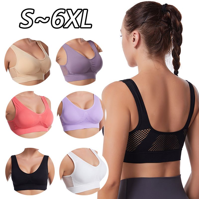 Women'S Clothing Lingerie Bras Seamless Mesh Women Sports Bras Fitness Gym Running Underwear Shockproof Bra Wireless Plus Size Crop Top Breathable Yoga Bra
