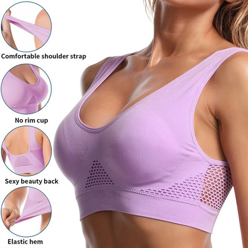 Women'S Clothing Lingerie Bras Seamless Mesh Women Sports Bras Fitness Gym Running Underwear Shockproof Bra Wireless Plus Size Crop Top Breathable Yoga Bra