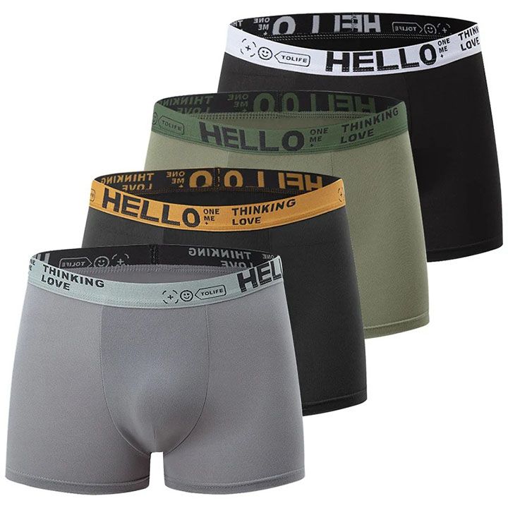 4Pack Men's Underwear, Men's Clothes Breathable Comfort Quick Dry Stretch Boxer Briefs Men's Cotton underwear Graphene backing Bacteriostat Youth shorts Underwear Fashion Boxer Briefs