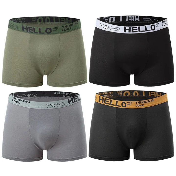 4Pack Men's Underwear, Men's Clothes Breathable Comfort Quick Dry Stretch Boxer Briefs Men's Cotton underwear Graphene backing Bacteriostat Youth shorts Underwear Fashion Boxer Briefs