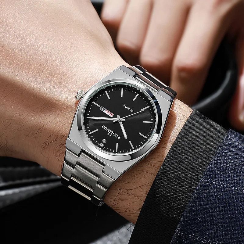 2026 Fashion Men Business Watch Leisure Quartz Stainless Steel Buckle WristWatches Waterproof Luminous Calendar Men's Watches