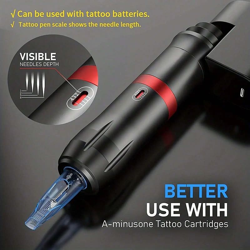 Wireless Tattoo Pen Kit Rotary Tattoo Machine With LED Mini Tattoo Power Supply 1300mAh Cartridge Needles Tattoo Kit For Body Ar