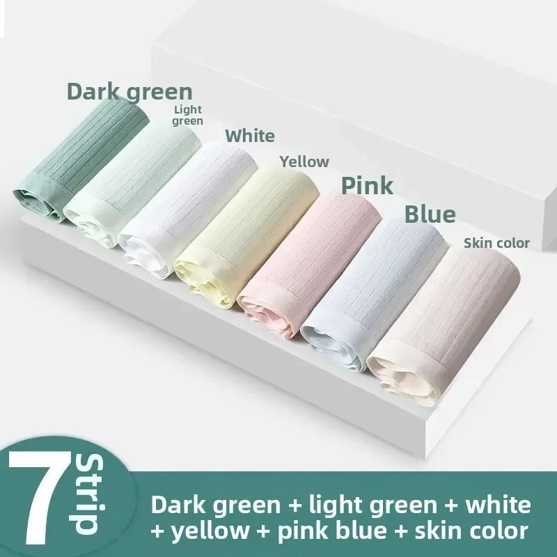 7 Pcs Women Clothes Pure Cotton Sports Style Women's Underwear Women's Panties Ladies Triangle Shorts No Trace Mid Waist Antibacterial Crotch Belly Hip Lift Seamless Breathable Woman Clothes