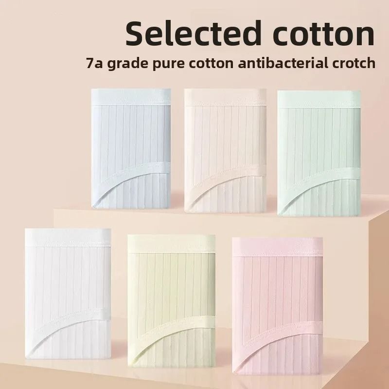 7 Pcs Women Clothes Pure Cotton Sports Style Women's Underwear Women's Panties Ladies Triangle Shorts No Trace Mid Waist Antibacterial Crotch Belly Hip Lift Seamless Breathable Woman Clothes