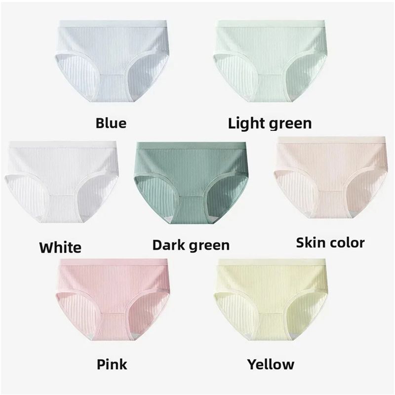 7 Pcs Women Clothes Pure Cotton Sports Style Women's Underwear Women's Panties Ladies Triangle Shorts No Trace Mid Waist Antibacterial Crotch Belly Hip Lift Seamless Breathable Woman Clothes