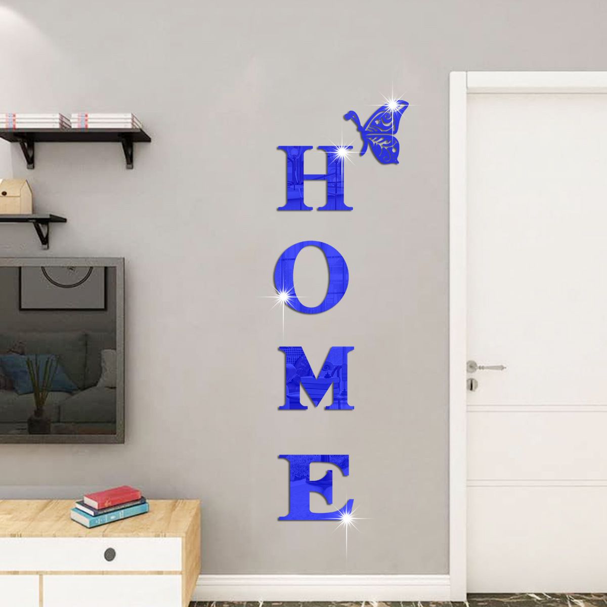 5 Pcs 3D Home Wall Decor Letter Sign Acrylic Mirror Wall Stickers Wall Decor Entryway Doorway Decorations Stickers with Butterfly for Living Room Bedroom Family Farmhouse Wall Decals  39 x 13.7 Inch