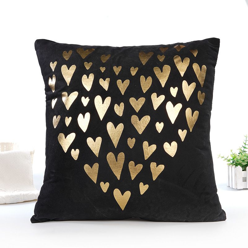 Set of 2 Throw Pillow Covers Home Decorative Gold Foil Pillow Covers 18 ×18 Inch Geometric Square Cushion Covers Decor Couch Sofa Bedroom Quality Smooth Soft Short Plush Covers