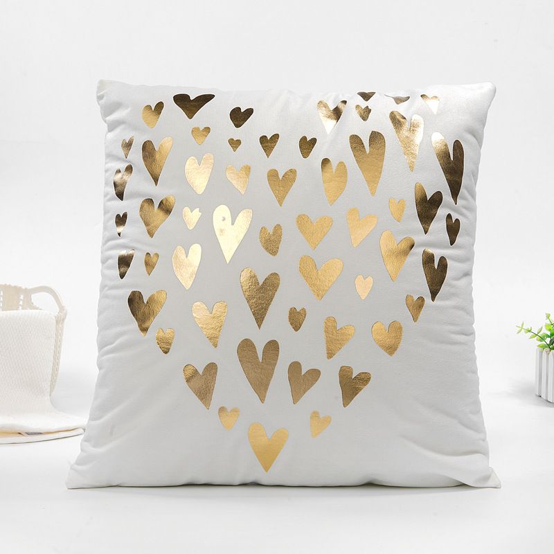 Set of 2 Throw Pillow Covers Home Decorative Gold Foil Pillow Covers 18 ×18 Inch Geometric Square Cushion Covers Decor Couch Sofa Bedroom Quality Smooth Soft Short Plush Covers
