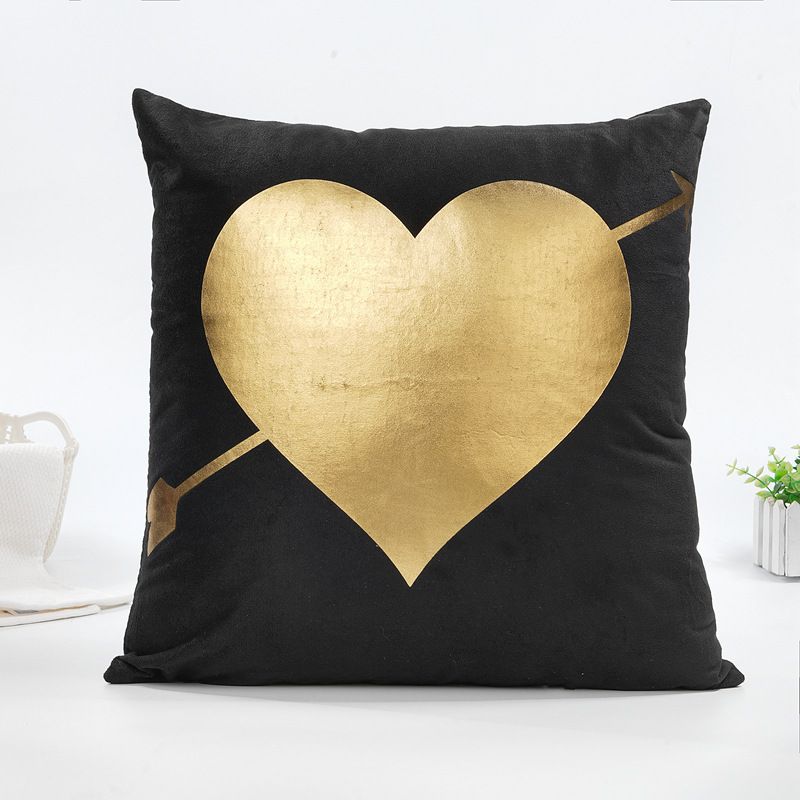 Set of 2 Throw Pillow Covers Home Decorative Gold Foil Pillow Covers 18 ×18 Inch Geometric Square Cushion Covers Decor Couch Sofa Bedroom Quality Smooth Soft Short Plush Covers